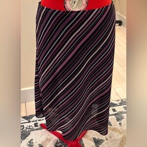 New York & Company Striped Purple/Black Skirt